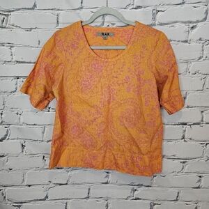 Flax Orange and Pink Linen Top